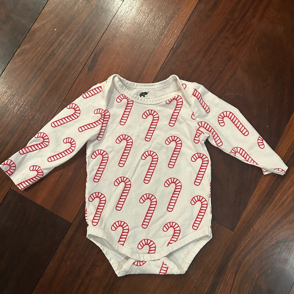 Monica + Andy Candy Cane Print 6-9 Month Onesie Christmas Holidays Winter Theme